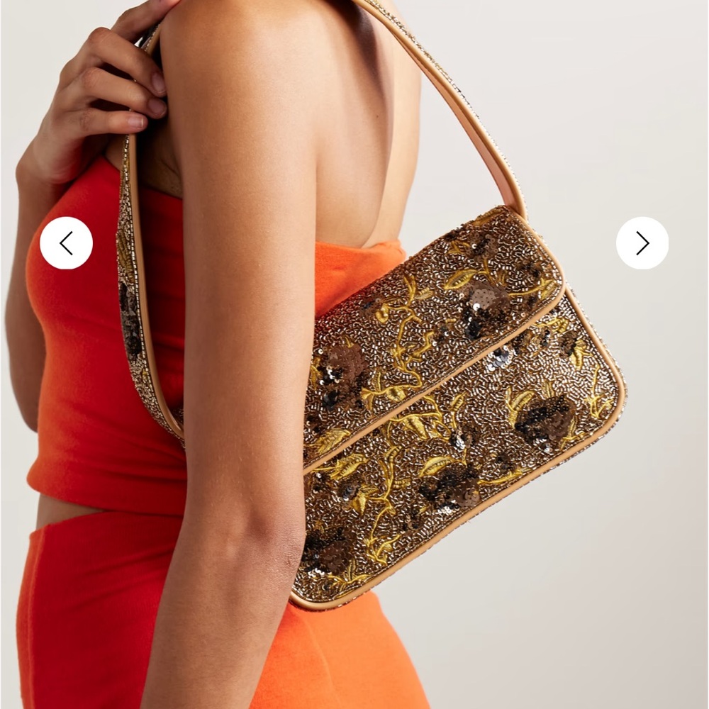 Brand NEW STAUD Tommy vintage Beaded Floral Shoulder Bag(Great Price )